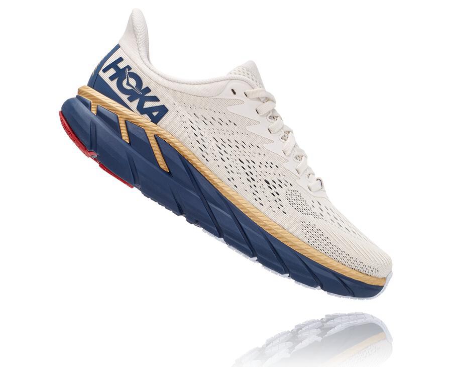 Hoka One One Hardloopschoenen Dames - Clifton 7 - Wit/Blauw - OH7649215